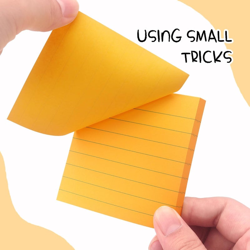 Eastern Wolf Lined Sticky Notes 3x3 Sticky Notes with Lines Self-Stick Notes Bright Color 4 Pads 90 Sheets/Pad (Orange) - Image 4